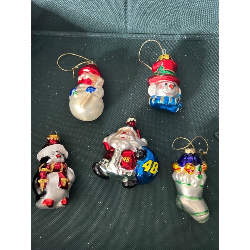 Bulk Lot Christmas Ornaments Vintage Blown Glass Santa Snowman Penguin Stocking